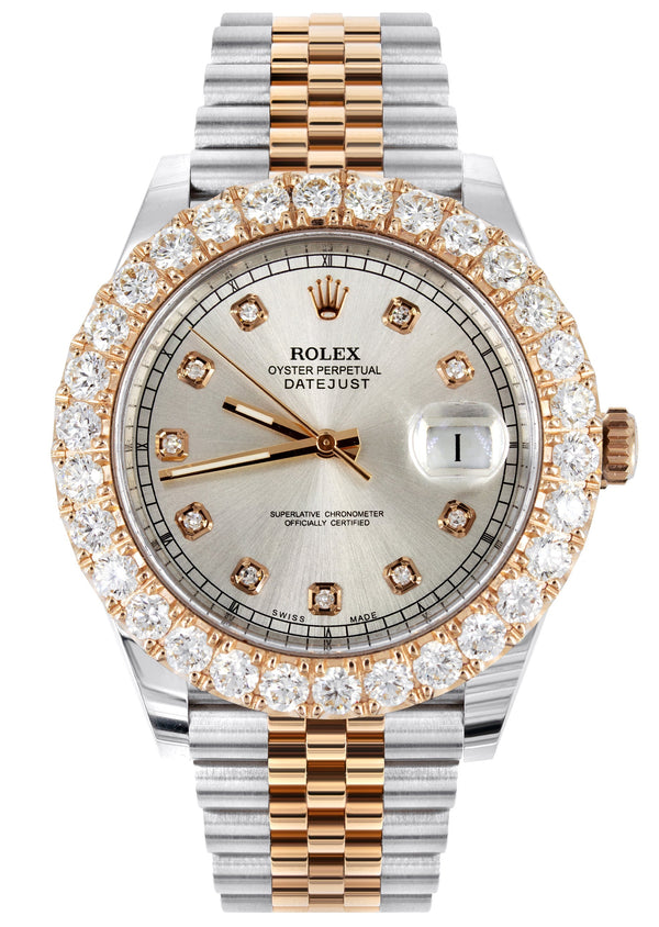 ROLEX DATEJUST 41 MM | 18K ROSE GOLD & STEEL WATCH | JUBILEE BAND | 5.00 CT DIAMOND BEZEL