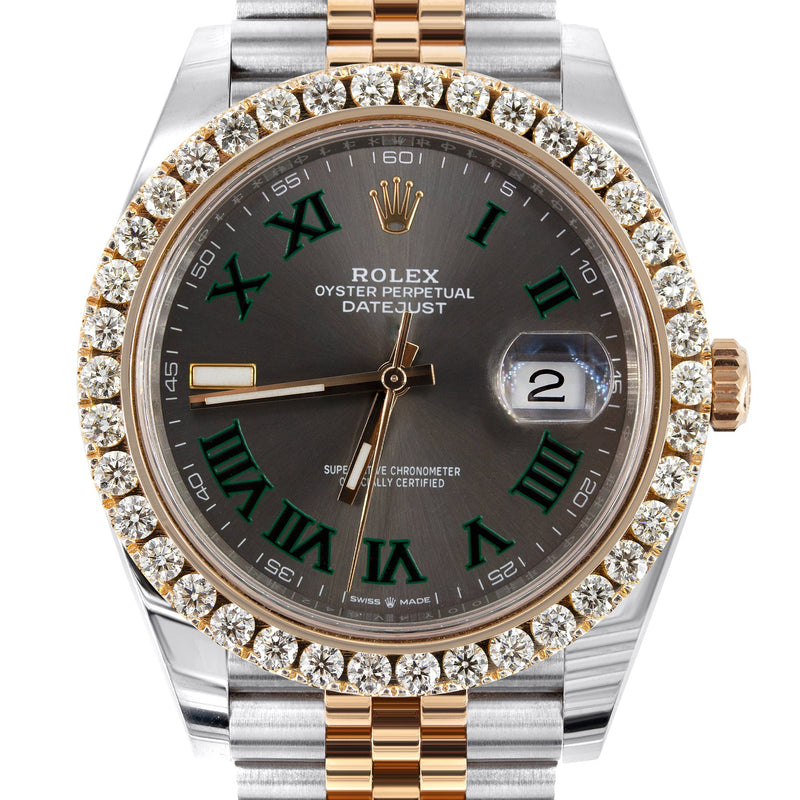 ROLEX DATEJUST 41 MM | 18K ROSE GOLD & STEEL WATCH | JUBILEE BAND | Wimbledon Slate
