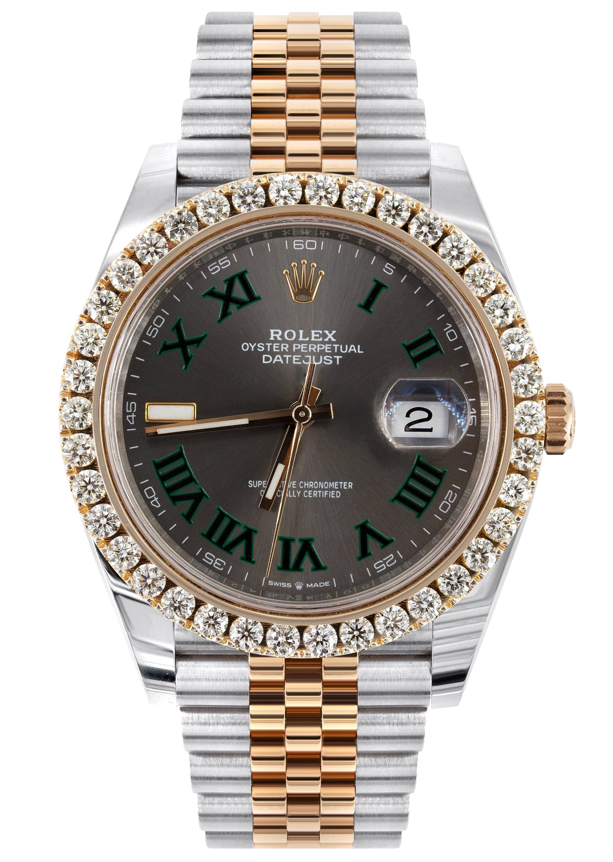 ROLEX DATEJUST 41 MM | 18K ROSE GOLD & STEEL WATCH | JUBILEE BAND | Wimbledon Slate
