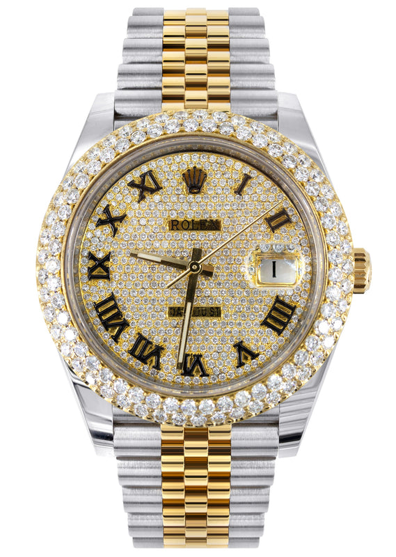 ROLEX DATEJUST 41 MM | 18K YELLOW GOLD & STEEL WATCH | JUBILEE BAND | 5.00 CT TWO ROW BEZEL