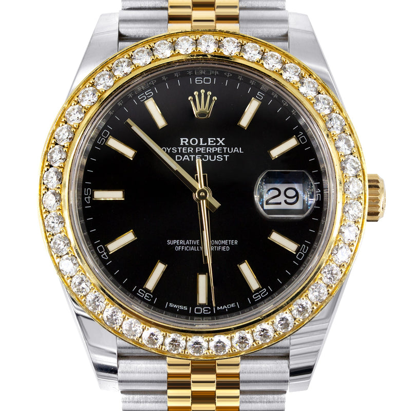ROLEX DATEJUST 41 MM | 18K YELLOW GOLD & STEEL WATCH | JUBILEE BAND | 4.00 CT  BEZEL