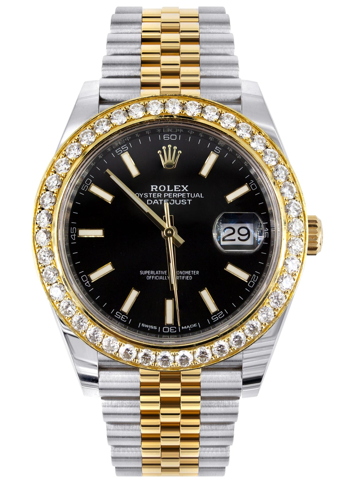 ROLEX DATEJUST 41 MM | 18K YELLOW GOLD & STEEL WATCH | JUBILEE BAND | 4.00 CT  BEZEL