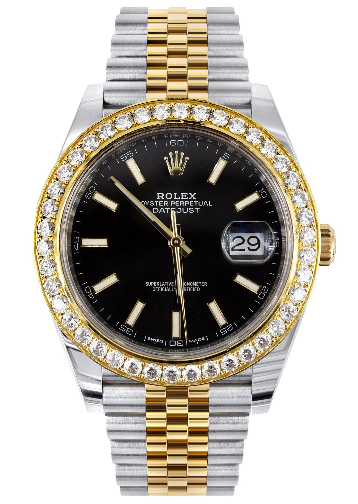 ROLEX DATEJUST 41 MM | 18K YELLOW GOLD & STEEL WATCH | JUBILEE BAND | 4.00 CT  BEZEL
