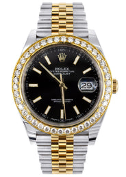 ROLEX DATEJUST 41 MM | 18K YELLOW GOLD & STEEL WATCH | JUBILEE BAND | 4.00 CT  BEZEL