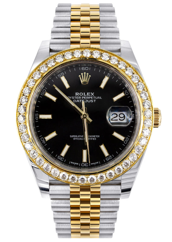 ROLEX DATEJUST 41 MM | 18K YELLOW GOLD & STEEL WATCH | JUBILEE BAND | 4.00 CT  BEZEL