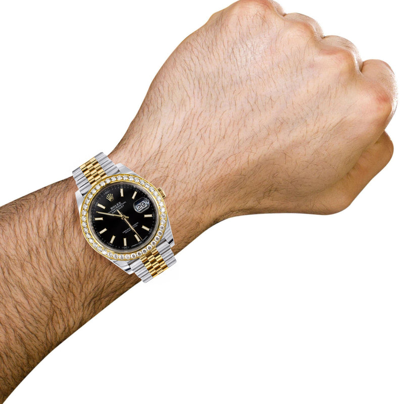ROLEX DATEJUST 41 MM | 18K YELLOW GOLD & STEEL WATCH | JUBILEE BAND | 4.00 CT  BEZEL