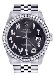 Womens Rolex Datejust Watch 16200 | 36 MM | Custom Arabic Diamond Dial | Jubilee Band | Diamond Bezel