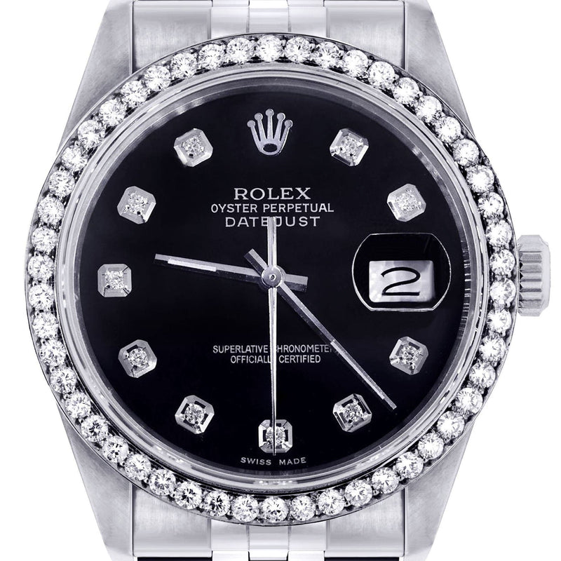 Mens Rolex Datejust  Watch 16200 | 36Mm | Black Dial | Jubilee Band