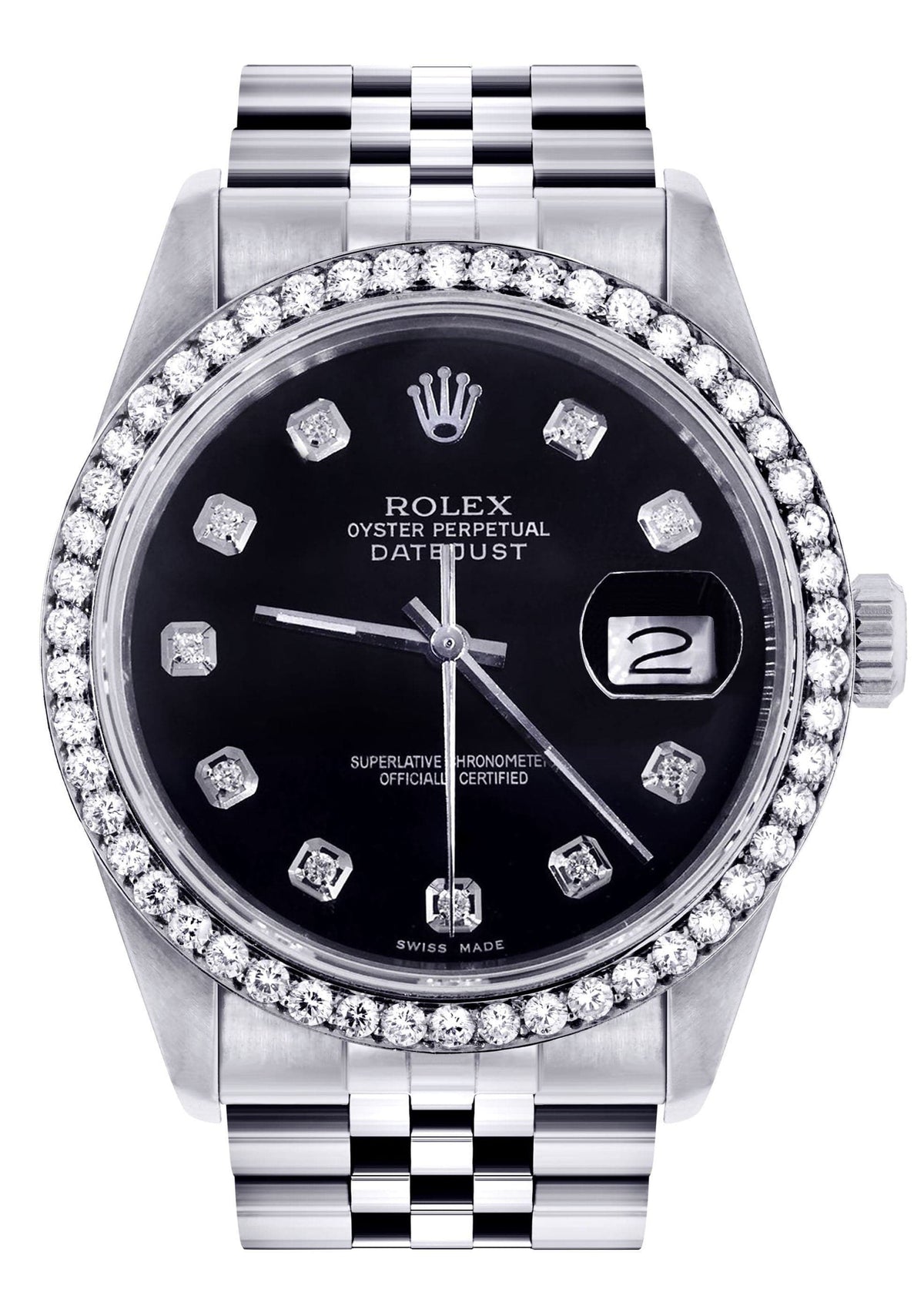 Mens Rolex Datejust  Watch 16200 | 36Mm | Black Dial | Jubilee Band