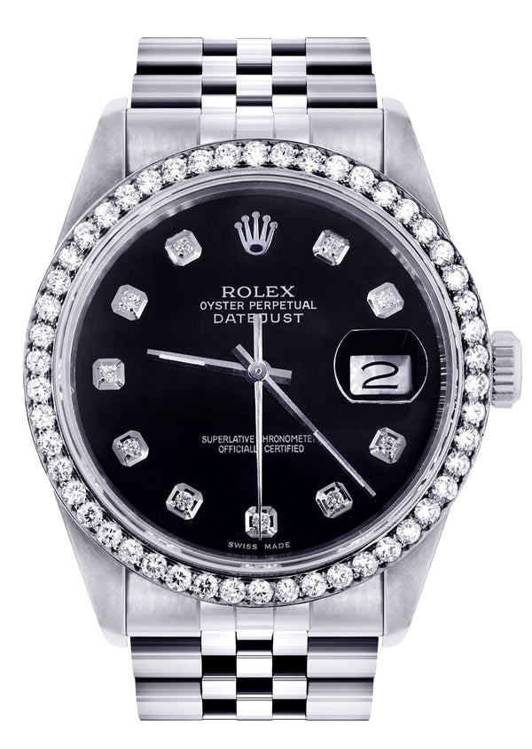 Mens Rolex Datejust  Watch 16200 | 36Mm | Black Dial | Jubilee Band