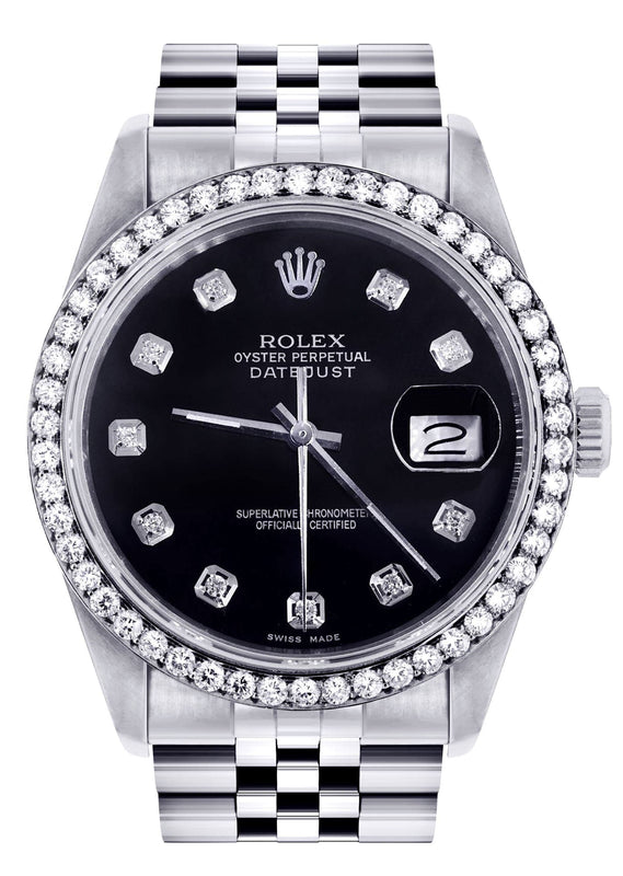 Mens Rolex Datejust  Watch 16200 | 36Mm | Black Dial | Jubilee Band