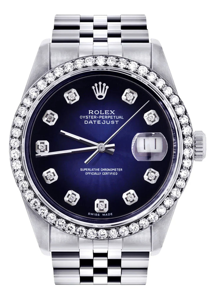 Rolex Datejust Watch 16014 for Men | 36Mm | Blue Black Diamond Dial | Jubilee Band