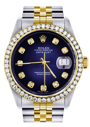 Diamond Gold Rolex Watch For Men 16233 | 36Mm | Blue Dial | Jubilee Band
