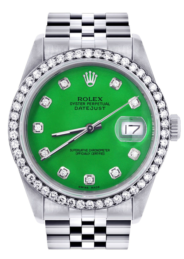 Mens Rolex Datejust  Watch 16200 | 36Mm | Green Dial | Jubilee Band