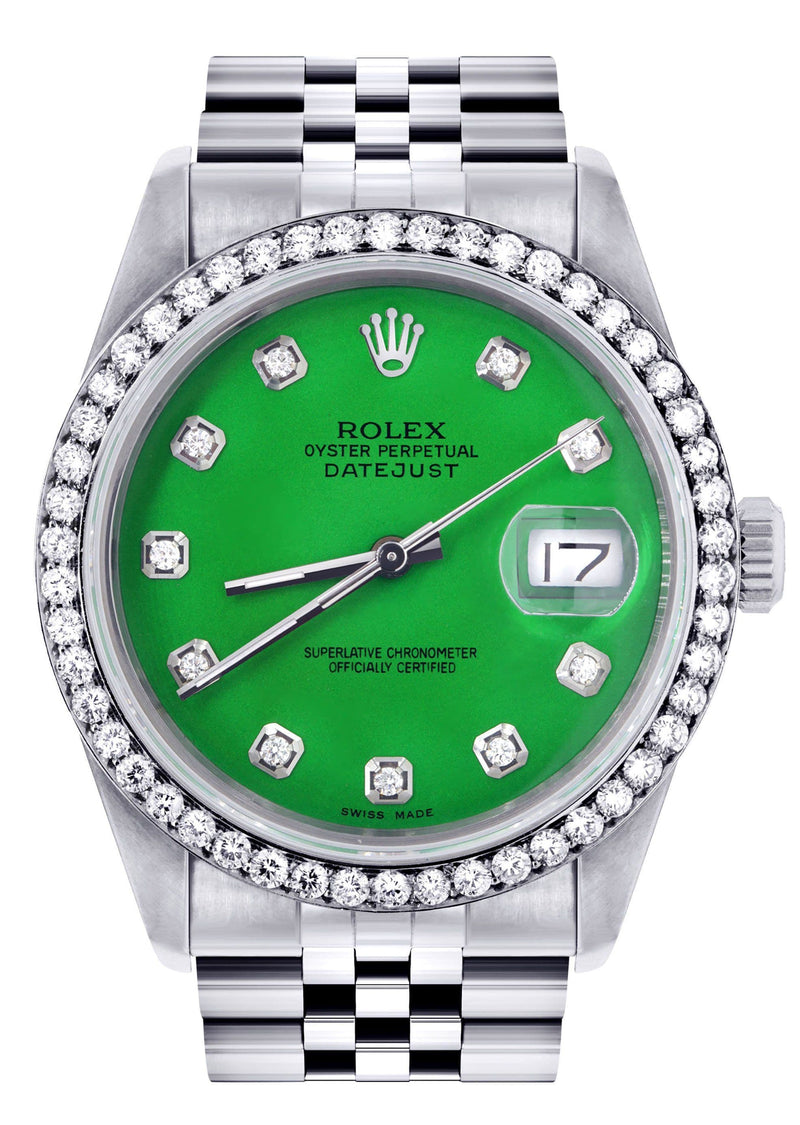 Mens Rolex Datejust  Watch 16200 | 36Mm | Green Dial | Jubilee Band