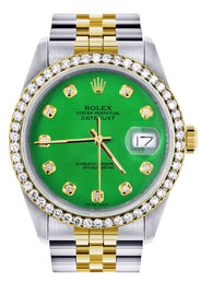 Womens Gold Rolex Datejust Watch 16233 | 36Mm | Green Dial | Jubilee Band