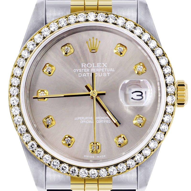 Womens Diamond Rolex Datejust 16233 | 36Mm | Grey Dial | Jubilee Band