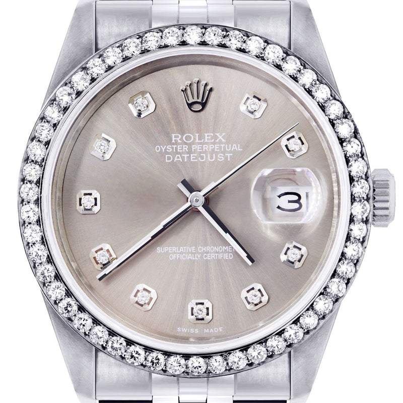 Womens Rolex Watch Datejust 16200 | 36Mm | Grey Dial | Jubilee Band