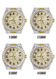 116233 | Hidden Clasp | Diamond Gold Rolex Watch For Men | 36MM | Full Diamond Roman Dial | Jubilee Band