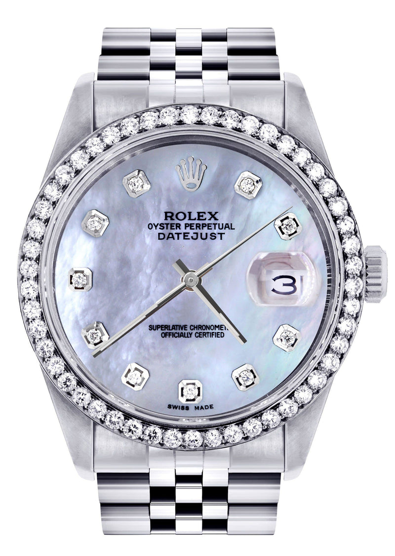 Mens Rolex Datejust  Watch 16200 | 36Mm | Mother of Pearl Dial | Jubilee Band