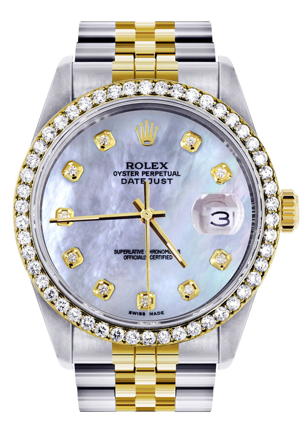 Womens Two Tone Rolex Datejust Watch | 36Mm | Mother of Pearl Dial | Jubilee Band
