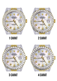 116233 | Hidden Clasp | Diamond Gold Rolex Watch For Men | 36Mm | White Mother Of Pearl  | Jubilee Band