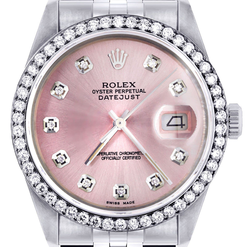 Mens Rolex Datejust Watch 16200  | 36Mm | Pink Dial | Jubilee Band