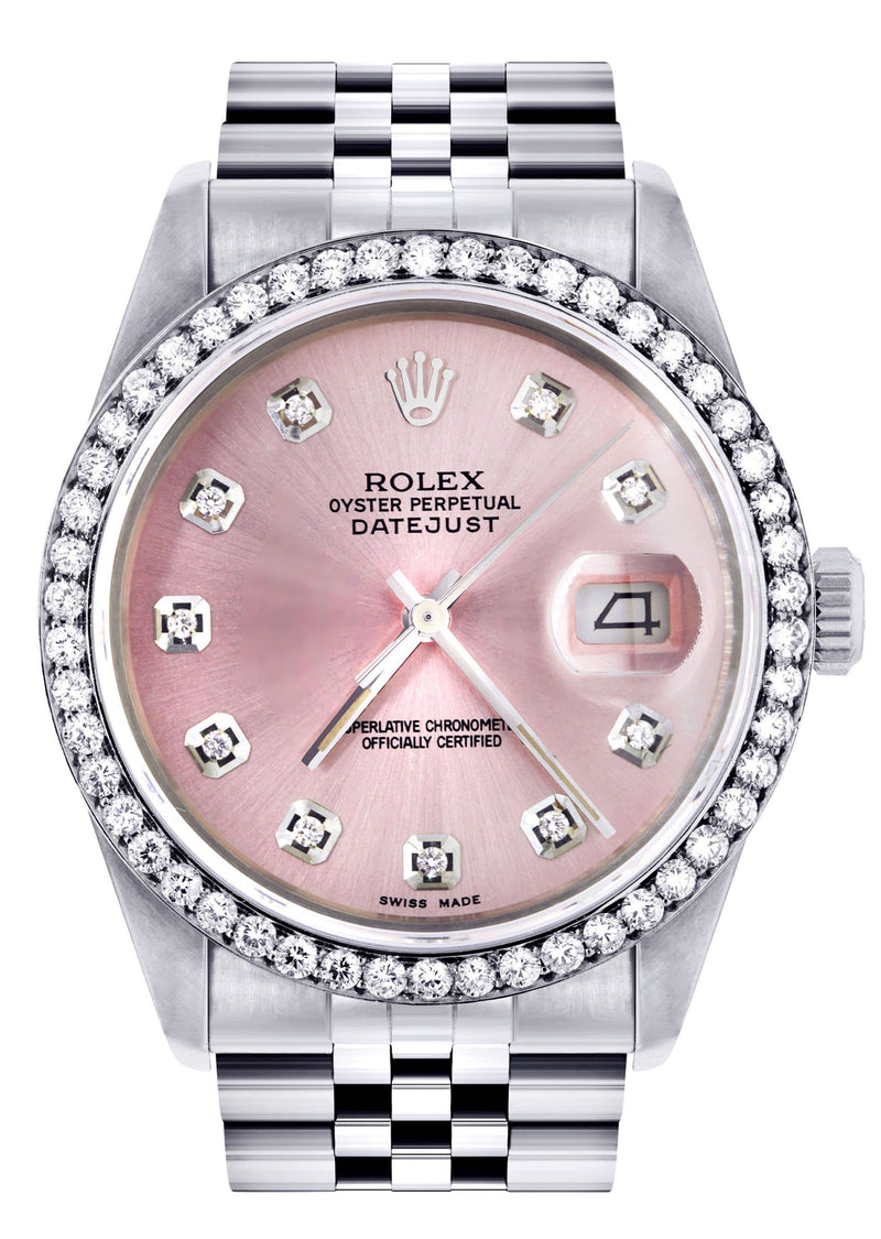 Mens Rolex Datejust Watch 16200  | 36Mm | Pink Dial | Jubilee Band