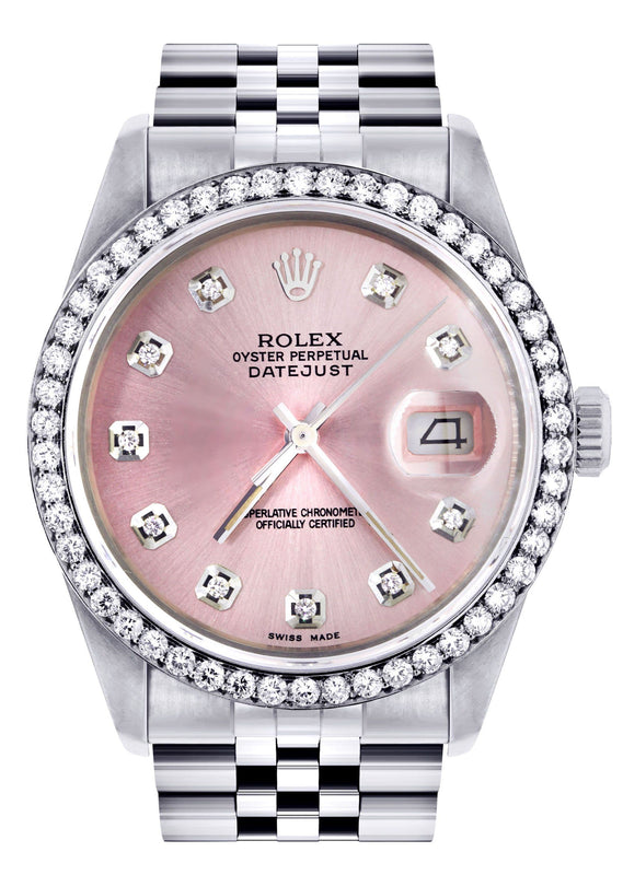 Mens Rolex Datejust Watch 16200  | 36Mm | Pink Dial | Jubilee Band