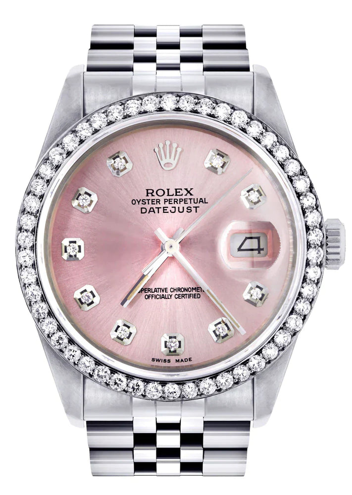 Rolex Datejust Watch 16014 for Men | 36MM | Diamond Pink Dial | Jubilee Band