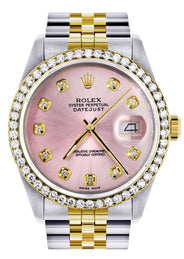Gold Rolex Datejust  Watch 16233 for Men | 36Mm | Pink Dial | Jubilee Band