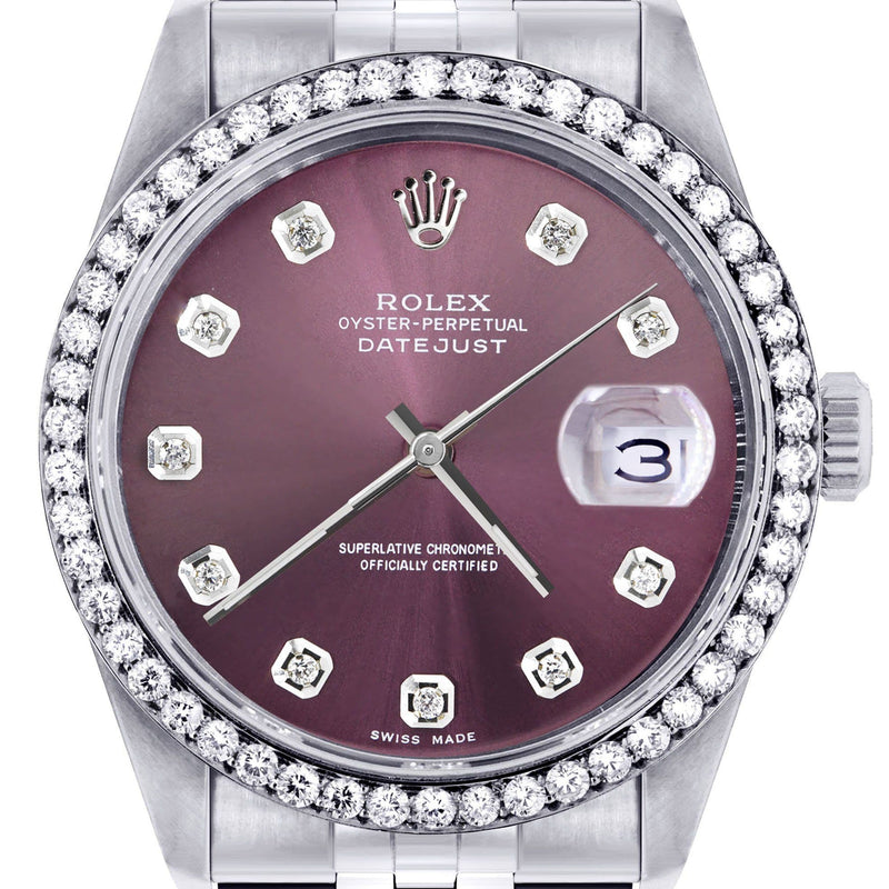 Mens Rolex Datejust Watch 16200 | 36Mm | Purple Dial | Jubilee Band