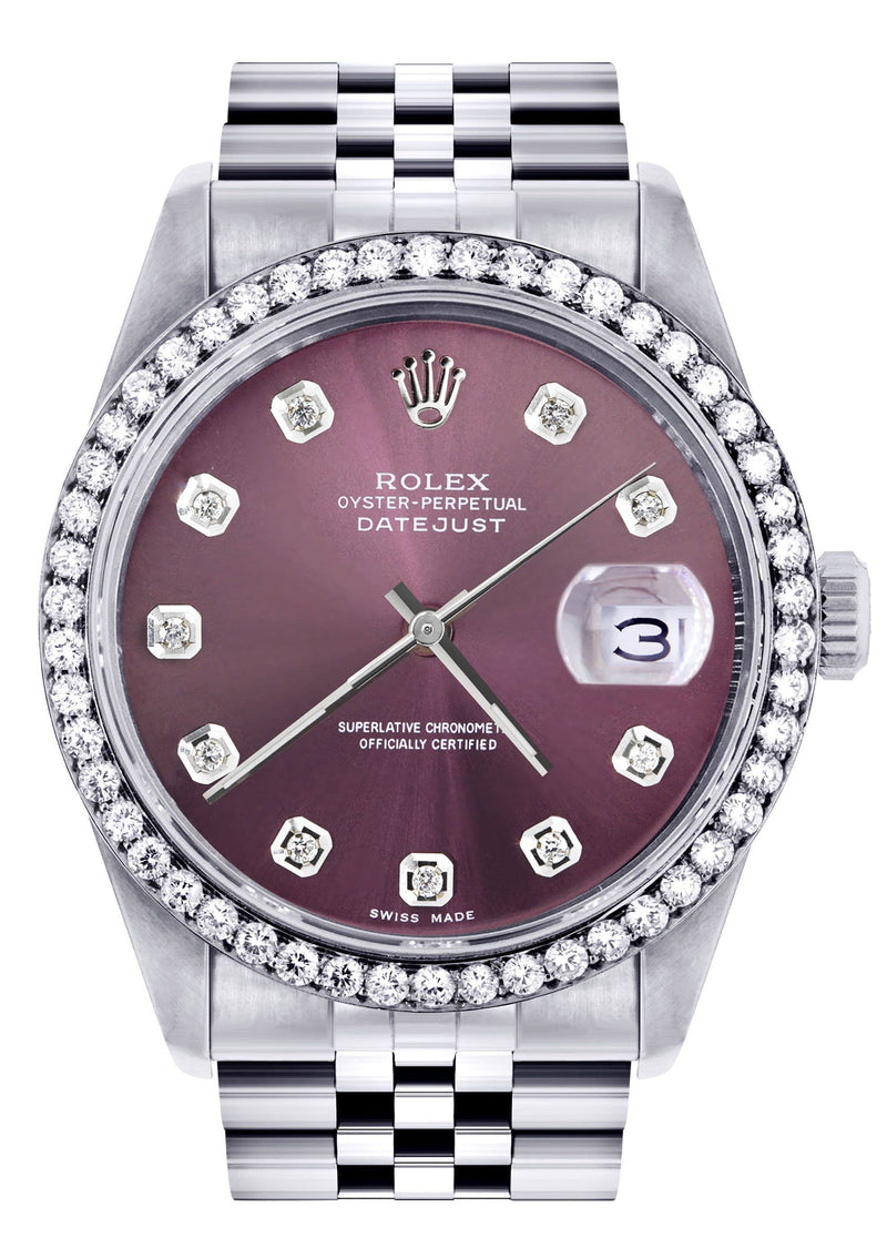 Mens Rolex Datejust Watch 16200 | 36Mm | Purple Dial | Jubilee Band