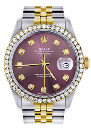Womens Diamond Rolex Datetjust Watch 16233 | 36Mm | Purple Dial | Jubilee Band