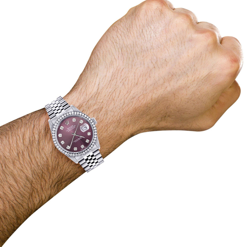 Mens Rolex Datejust Watch 16200 | 36Mm | Purple Dial | Jubilee Band
