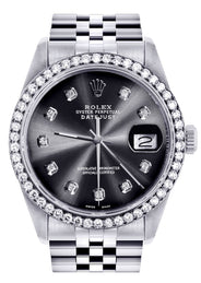 Diamond Rolex Datejust  Watch | 36Mm | Dark Grey Diamond Dial | Jubilee Band