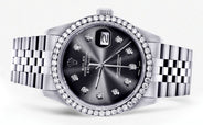 Diamond Rolex Datejust  Watch | 36Mm | Dark Grey Diamond Dial | Jubilee Band