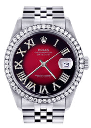 Womens Rolex Datejust Watch 16200 | 36Mm | Diamond Red Roman Numeral Dial | Jubilee Band