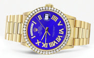 Rolex Day-Date | Presidential | Model 18238 | 18K Yellow Gold | Diamond Bezel | Light Blue Roman Diamond Dial