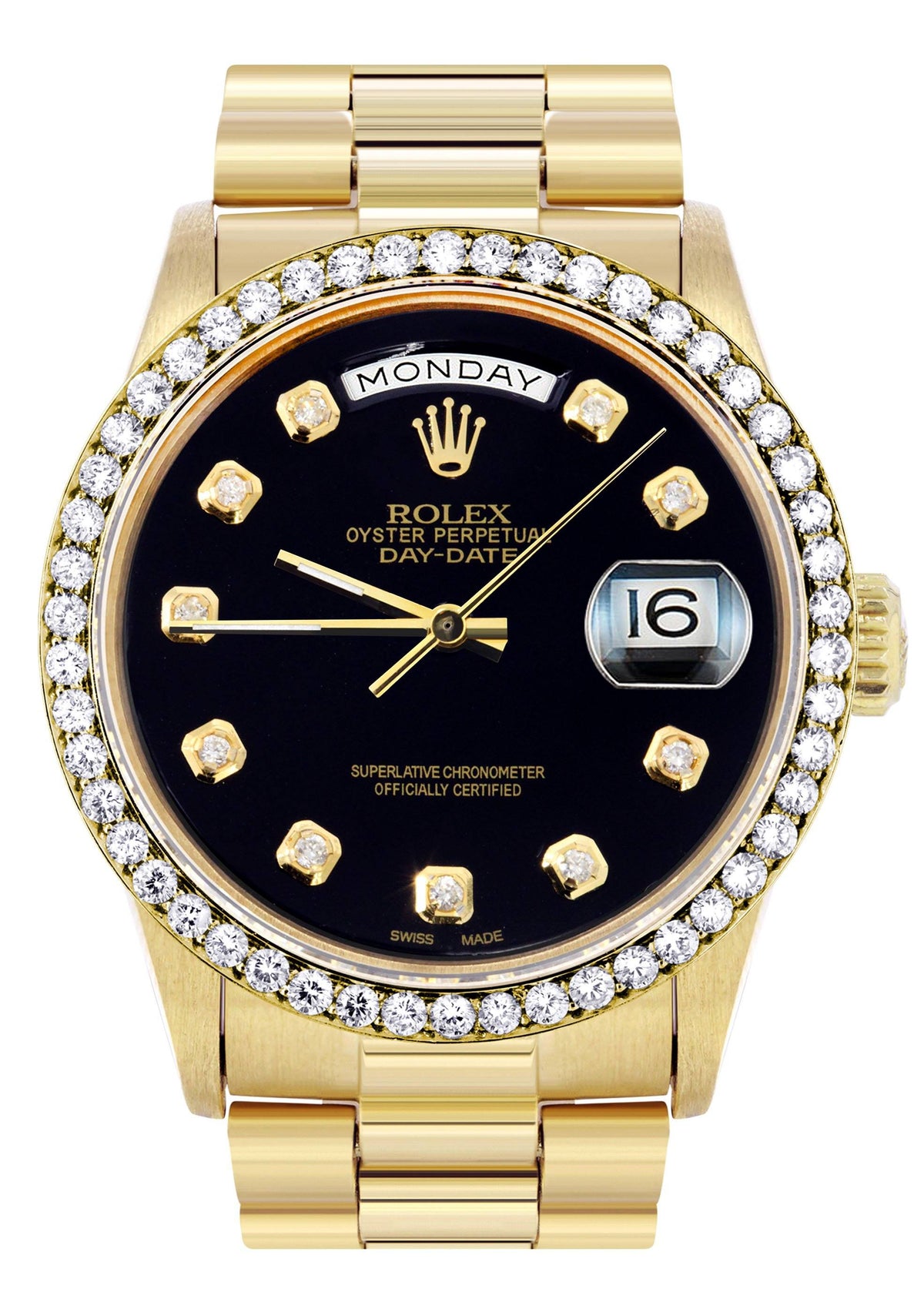 Rolex Day-Date | Presidential | Model 18238 | 18K Yellow Gold | Diamond Bezel | Black Diamond Dial