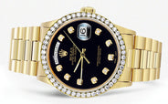 Rolex Day-Date | Presidential | Model 18238 | 18K Yellow Gold | Diamond Bezel | Black Diamond Dial