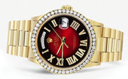 Rolex Day-Date | Presidential | Model 18238 | 18K Yellow Gold | Diamond Bezel | Red Diamond Roman Numeral