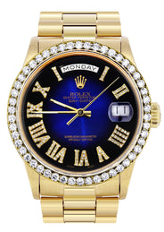 Rolex Day-Date | Presidential | Model 18238 | 18K Yellow Gold | Diamond Bezel | Blue Diamond Roman Numeral