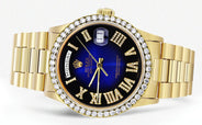 Rolex Day-Date | Presidential | Model 18238 | 18K Yellow Gold | Diamond Bezel | Blue Diamond Roman Numeral