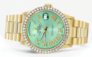 Rolex Day-Date | Presidential | Model 18238 | 18K Yellow Gold | Diamond Bezel | Light Green Diamond Roman