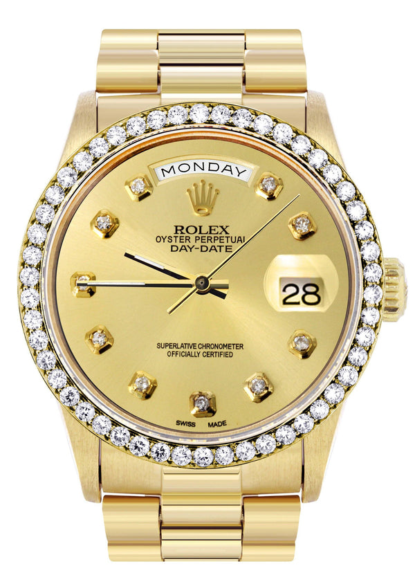 Rolex Day-Date | Presidential | Model 18238 | 18K Yellow Gold | Diamond Bezel | Gold Diamond Dial