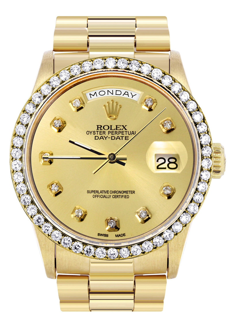 Rolex Day-Date | Presidential | Model 18238 | 18K Yellow Gold | Diamond Bezel | Gold Diamond Dial