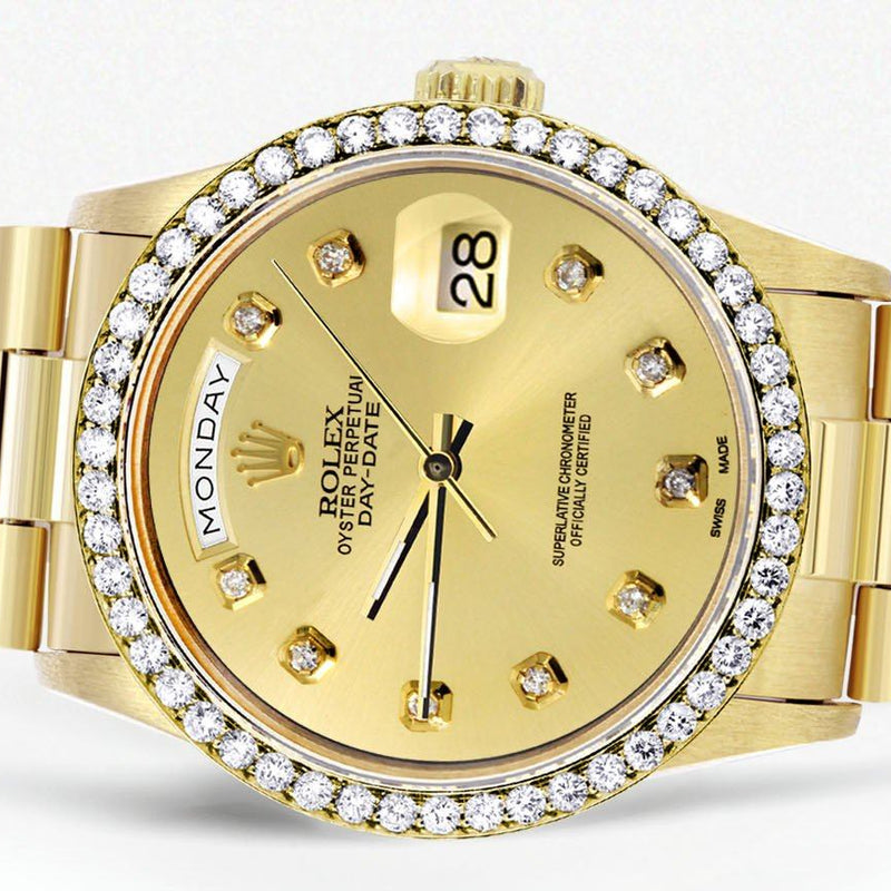 Rolex Day-Date | Presidential | Model 18238 | 18K Yellow Gold | Diamond Bezel | Gold Diamond Dial