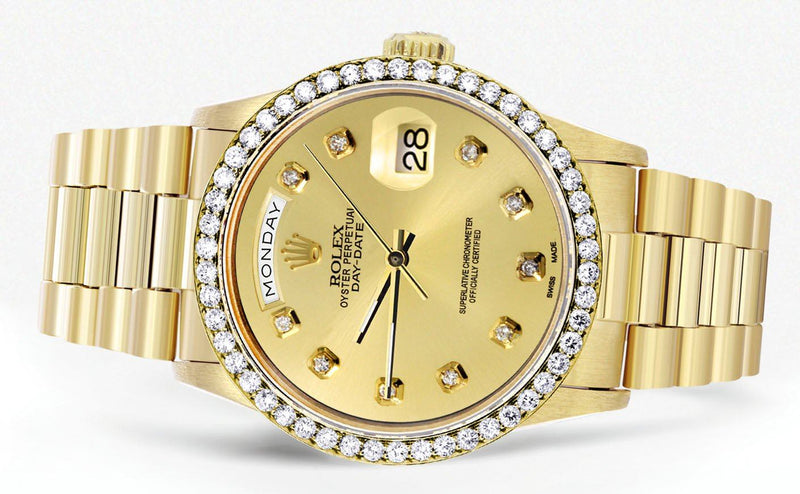 Rolex Day-Date | Presidential | Model 18238 | 18K Yellow Gold | Diamond Bezel | Gold Diamond Dial
