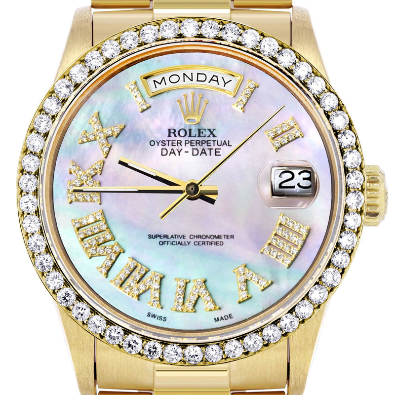 Rolex Day-Date | Presidential | Model 18238 | 18K Yellow Gold | Diamond Bezel | Light Mother of Pearl Diamond Roman